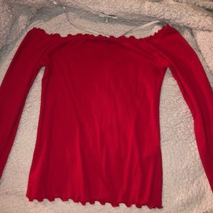 Long sleeve red off the shoulder